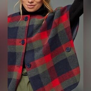 Anthropologie/Maeve Plaid Cropped Cape